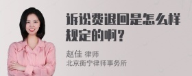 诉讼费退回是怎么样规定的啊？