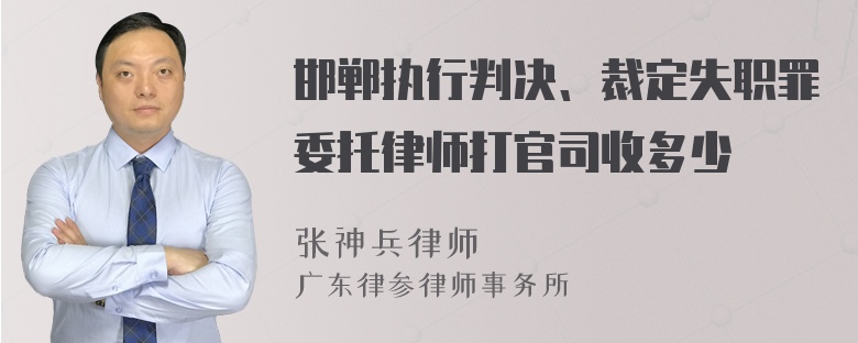 邯郸执行判决、裁定失职罪委托律师打官司收多少