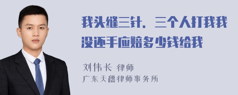 我头缝三针．三个人打我我没还手应赔多少钱给我