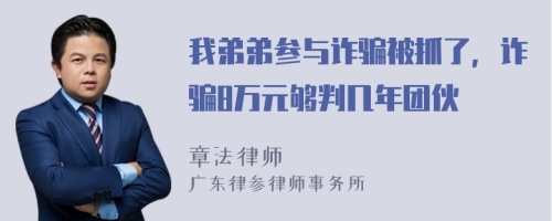 我弟弟参与诈骗被抓了，诈骗8万元够判几年团伙