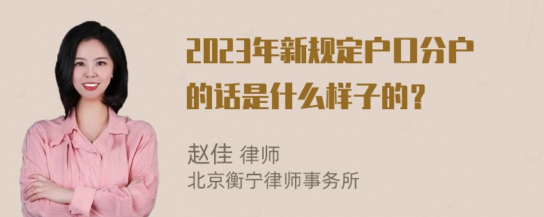 2023年新规定户口分户的话是什么样子的？