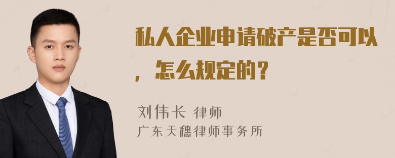 私人企业申请破产是否可以，怎么规定的？