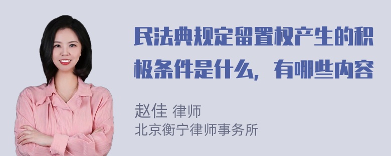 民法典规定留置权产生的积极条件是什么，有哪些内容