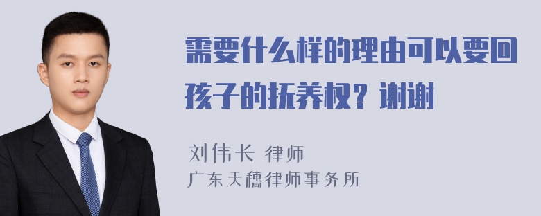 需要什么样的理由可以要回孩子的抚养权？谢谢