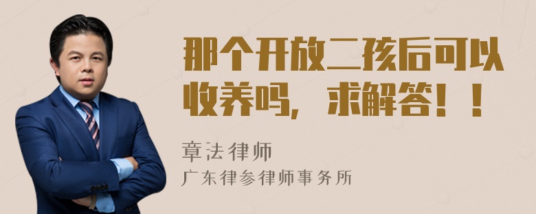 那个开放二孩后可以收养吗，求解答！！