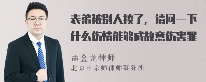 表弟被别人揍了，请问一下什么伤情能够成故意伤害罪