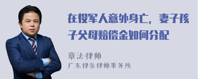 在役军人意外身亡，妻子孩子父母赔偿金如何分配