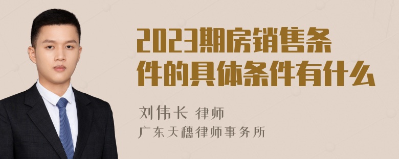 2023期房销售条件的具体条件有什么