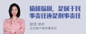 偷税漏税，是属于民事责任还是刑事责任