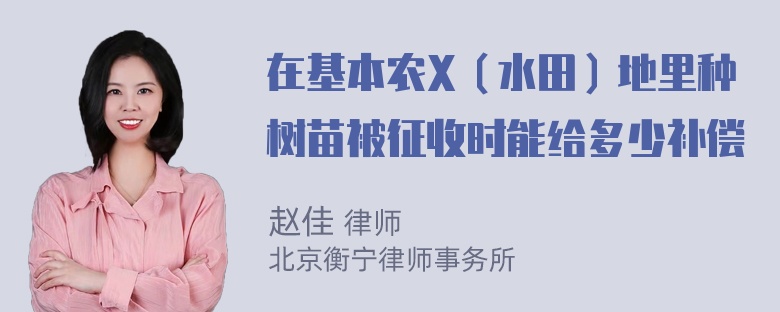 在基本农X（水田）地里种树苗被征收时能给多少补偿