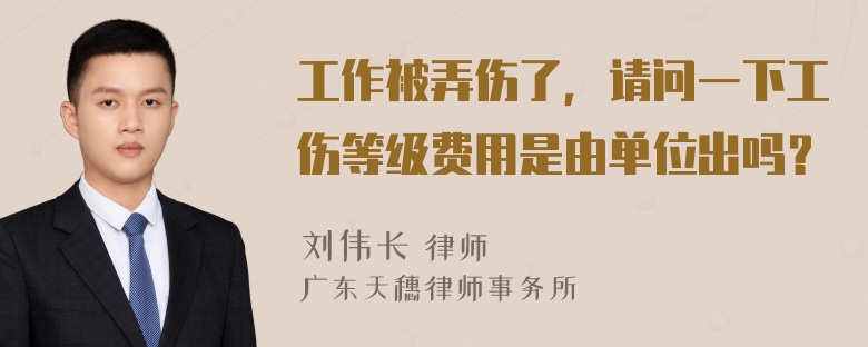 工作被弄伤了，请问一下工伤等级费用是由单位出吗？