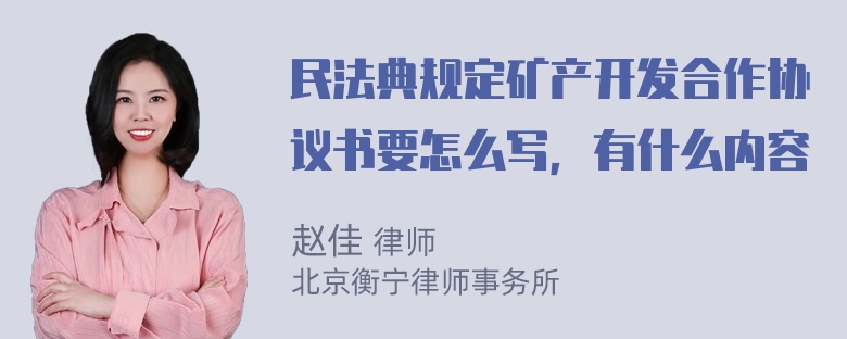 民法典规定矿产开发合作协议书要怎么写，有什么内容