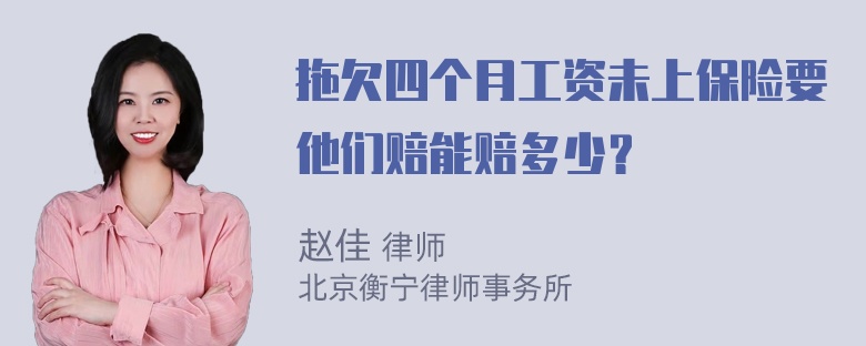 拖欠四个月工资未上保险要他们赔能赔多少？