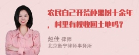 农民自己开荒种果树十余年，村里有权收回土地吗？