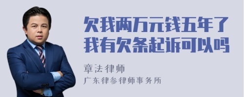 欠我两万元钱五年了我有欠条起诉可以吗