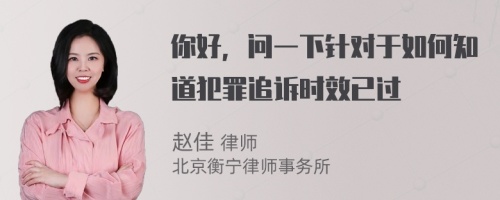 你好，问一下针对于如何知道犯罪追诉时效已过