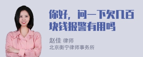 你好，问一下欠几百块钱报警有用吗