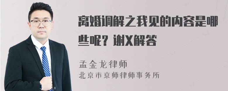 离婚调解之我见的内容是哪些呢？谢X解答