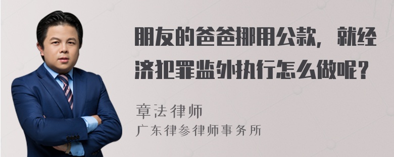 朋友的爸爸挪用公款，就经济犯罪监外执行怎么做呢？