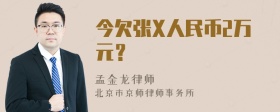 今欠张X人民币2万元？