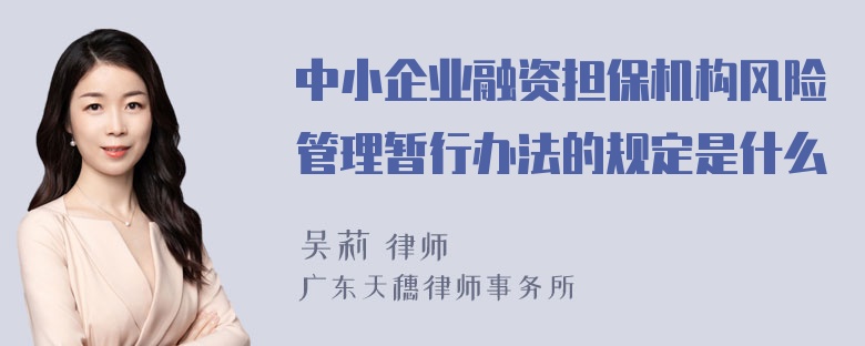 中小企业融资担保机构风险管理暂行办法的规定是什么