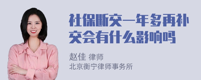 社保断交一年多再补交会有什么影响吗