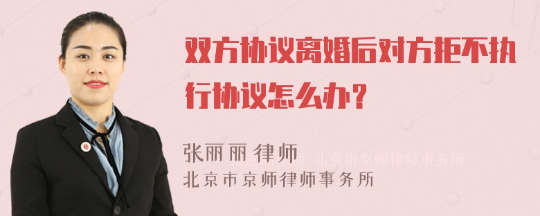 双方协议离婚后对方拒不执行协议怎么办？