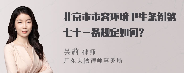 北京市市容环境卫生条例第七十三条规定如何？