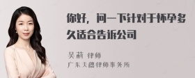 你好，问一下针对于怀孕多久适合告诉公司