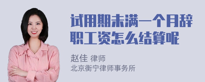 试用期未满一个月辞职工资怎么结算呢