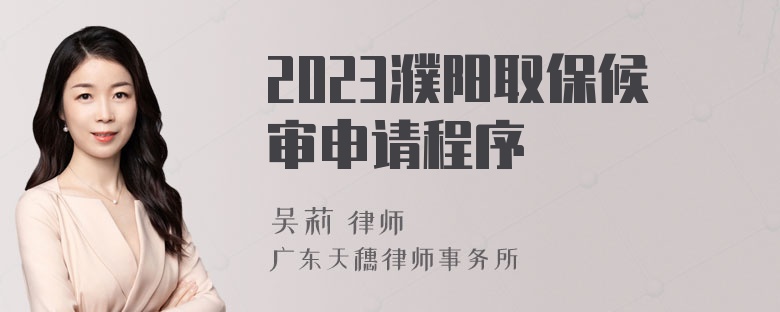 2023濮阳取保候审申请程序