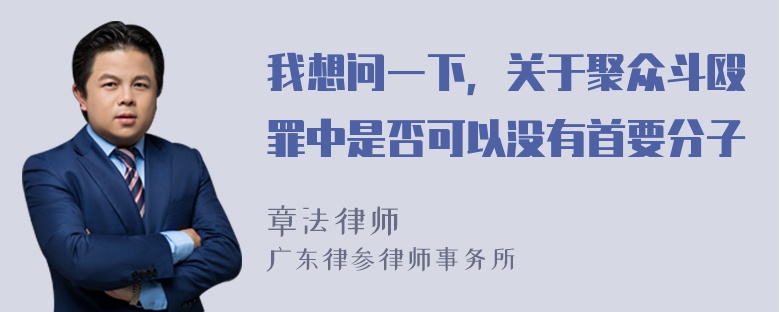 我想问一下，关于聚众斗殴罪中是否可以没有首要分子