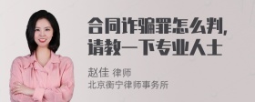 合同诈骗罪怎么判，请教一下专业人士