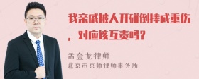 我亲戚被人开碰倒摔成重伤，对应该互责吗？