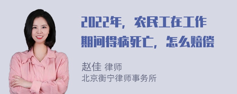 2022年，农民工在工作期间得病死亡，怎么赔偿