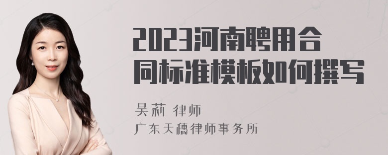 2023河南聘用合同标准模板如何撰写