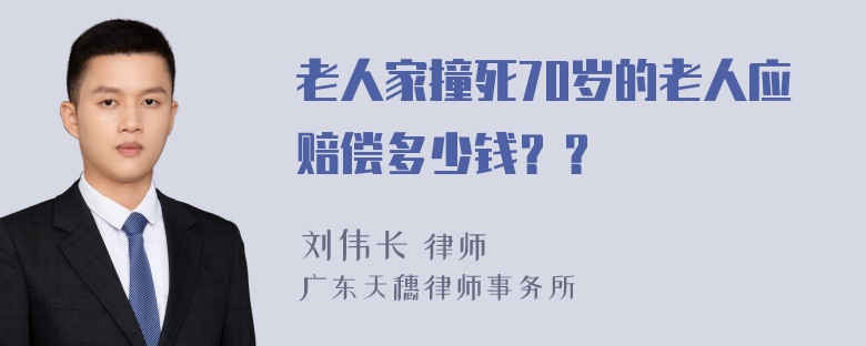 老人家撞死70岁的老人应赔偿多少钱？？