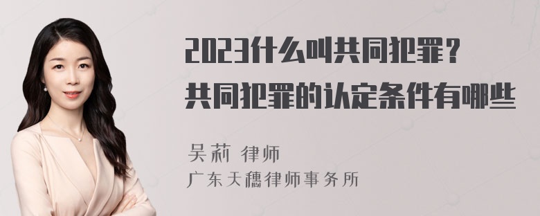 2023什么叫共同犯罪？共同犯罪的认定条件有哪些