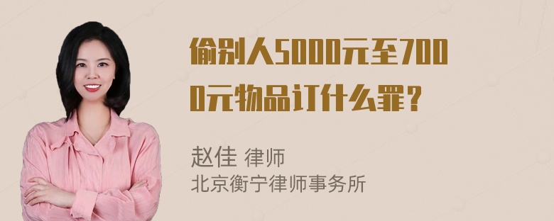 偷别人5000元至7000元物品订什么罪？