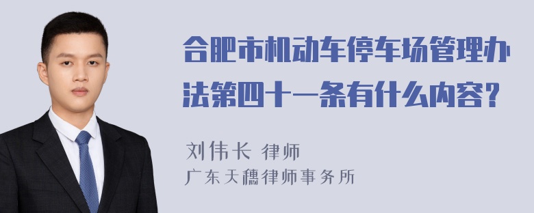 合肥市机动车停车场管理办法第四十一条有什么内容？