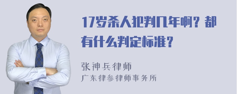 17岁杀人犯判几年啊？都有什么判定标准？