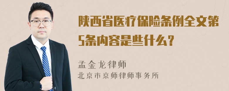 陕西省医疗保险条例全文第5条内容是些什么？