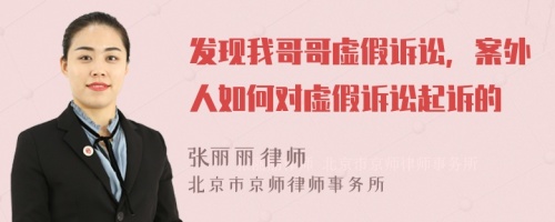 发现我哥哥虚假诉讼，案外人如何对虚假诉讼起诉的