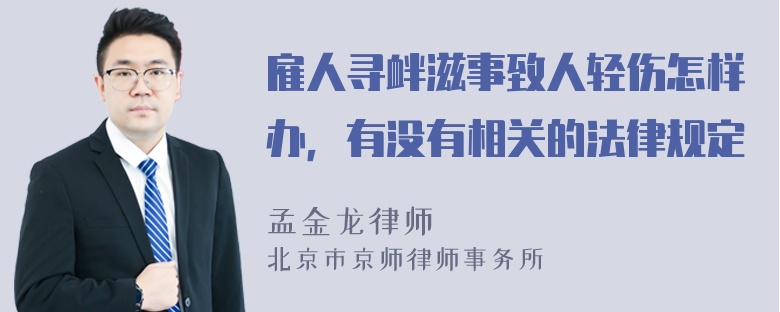 雇人寻衅滋事致人轻伤怎样办，有没有相关的法律规定