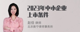 2023年中小企业上市条件