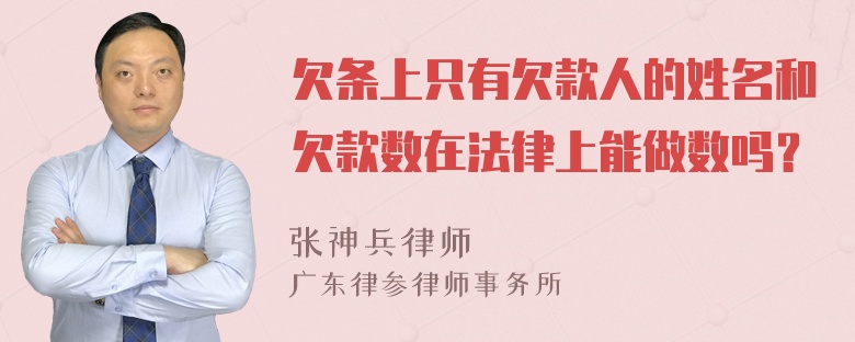 欠条上只有欠款人的姓名和欠款数在法律上能做数吗？