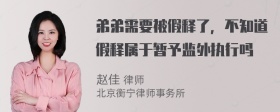 弟弟需要被假释了，不知道假释属于暂予监外执行吗