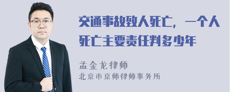 交通事故致人死亡，一个人死亡主要责任判多少年