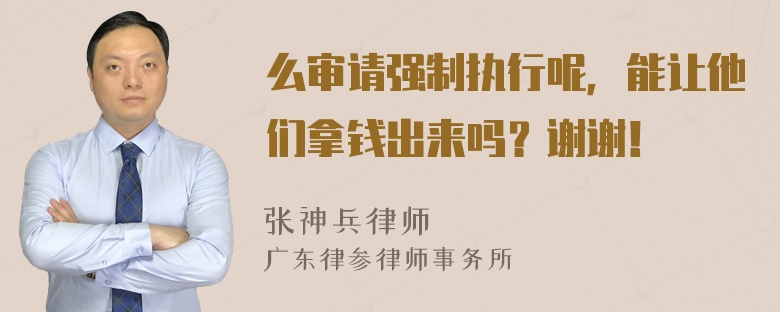 么审请强制执行呢，能让他们拿钱出来吗？谢谢！