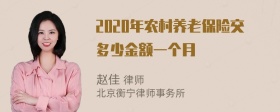 2020年农村养老保险交多少金额一个月